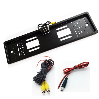 

ALLOMN Auto EU Car License Plate Frame HD Night Vision Car Rear View Camera Reverse Rear Waterproof Camera With 4 Led Light
