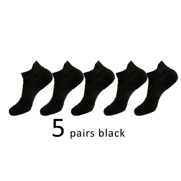 Veridical 5 Pairs Athletic Sport Running Socks For Men Colorful Cotton Breathable Deodorant Quick-Drying Ankle Boat Socks Brand black