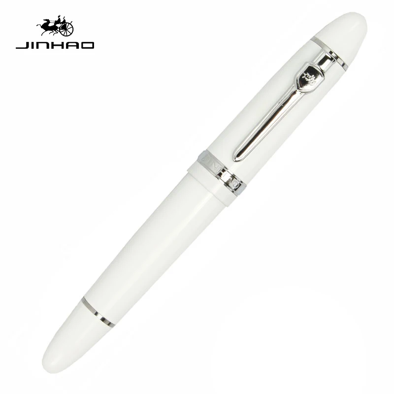 white silver trim Jinhao 159 шариковая ручка из тяжелого металла, Высококачественная Роскошная ручка с золотым/серебристым покрытием, 0,7 мм наконечник, школьные офисные принадлежности, canetas de luxo - Цвет: white silver trim