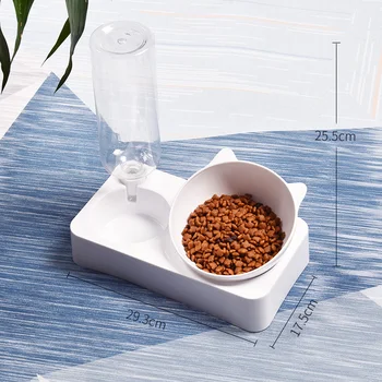 

Automatic Cat Feeder and Water Dispenser Pet Cat Bowls Cat Dog Automatic Water Bowl 0-15°Adjustable Tilted Water Food Bowl Set