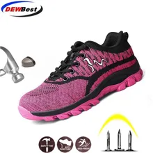 DEWBEST Steel Toe Safety Shoes Women men Breathable Mesh Industrial& Construction Puncture Proof Work Shoes Protective Footwear