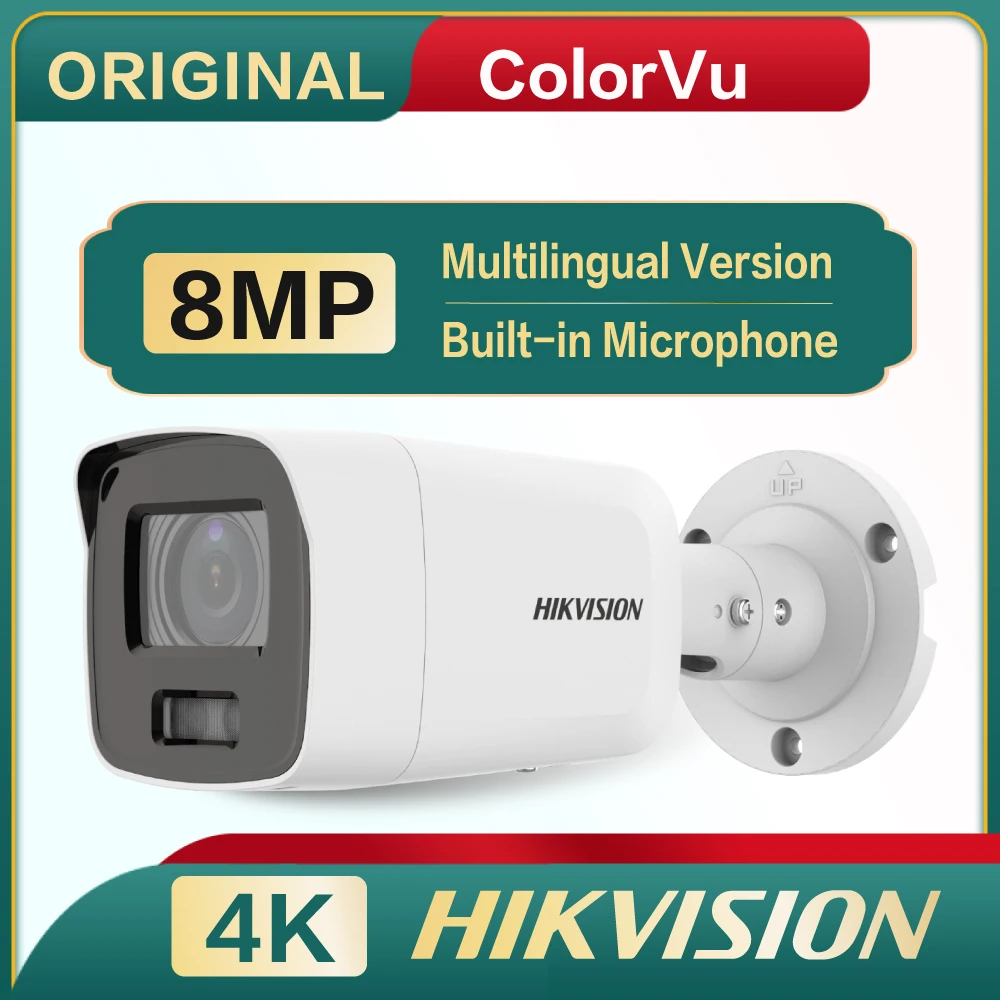 Hikvision 4 K ColorVu Fixed Bullet Network Camera DS-2CD2087G2-LU High Quality Imaging With 8 MP Resolution Built-in Microphone |