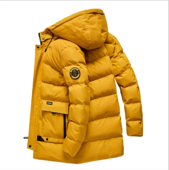 yellow Fdfklak, Новое поступление, мужская зимняя куртка с капюшоном, теплое Мужское пальто, хлопковые стеганые парки, модная теплая мужская одежда - Цвет: yellow