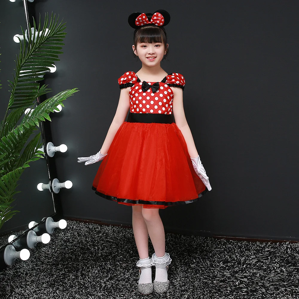 minnie 2 шт., детское платье принцессы Белоснежки костюм на Хэллоуин для детей, платья для девочек, костюмы косплей - Цвет: minnie