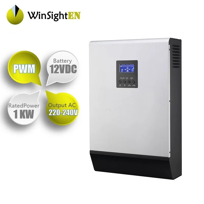 WinsightEN 1KVA 1000 Вт Гибридный инвертор для солнечной батареи чистая Синусоидальная волна 220VAC выход Встроенный ШИМ 12 В 50A солнечный заряд Con