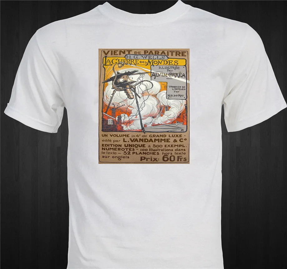 War Of The Worlds HG Welles 1906 футболка с французской иллюстрацией Alvim Correa уличная для мужчин