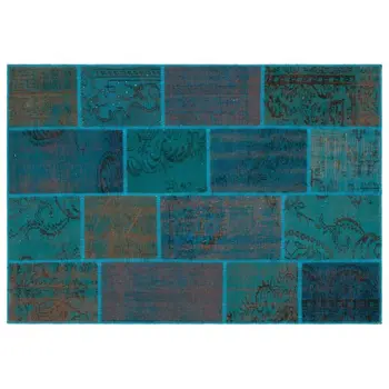 

Handmade Turquoise Vintage Overdyed Patchwork Area Rug 160x230 Cm-5'3''X7'7''