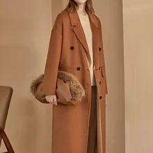 Кашемировое шерстяное женское двустороннее шерстяное пальто зимнее Новое Женское шерстяное пальто