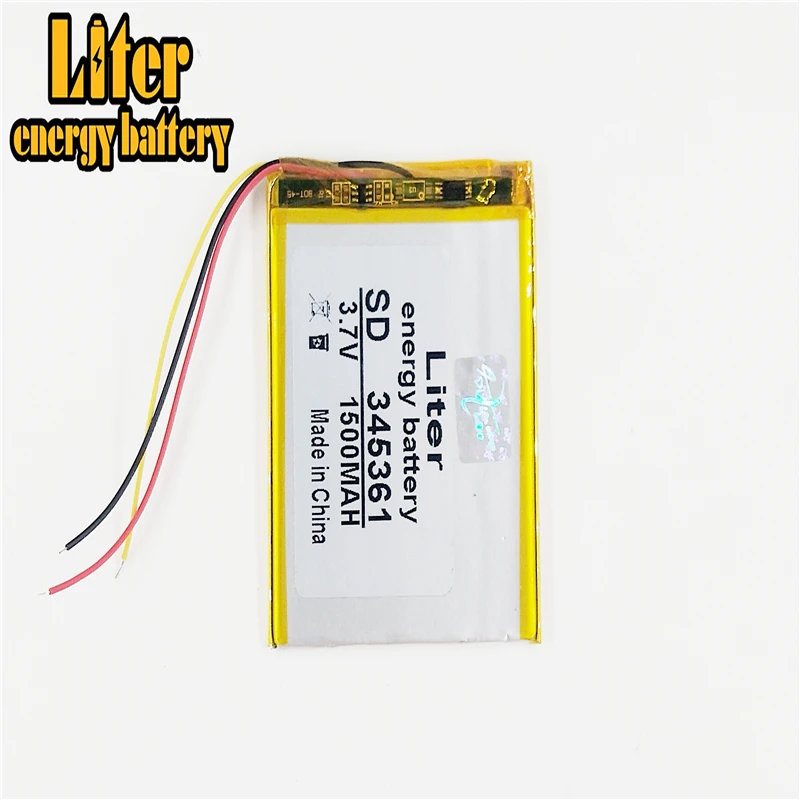3 line 3.7V 1500mAh 345361 Lithium Polymer Li-Po li ion Rechargeable Battery cells For Mp3 MP4 MP5 GPS PSP mobile bluetooth