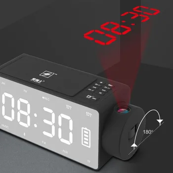 

Wireless Charger Bluetooth Speaker Subwoofer DIY Alarm Clock Projection Music Record FM Radio Mobile Phone Call Multifunctional