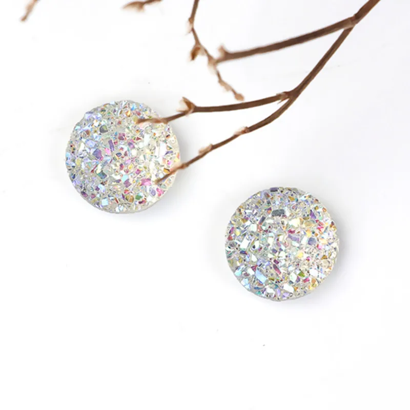 DoreenBeads Смола Druzy/Drusy купольное уплотнение круглый кабошон Белый AB Цвет для женщин