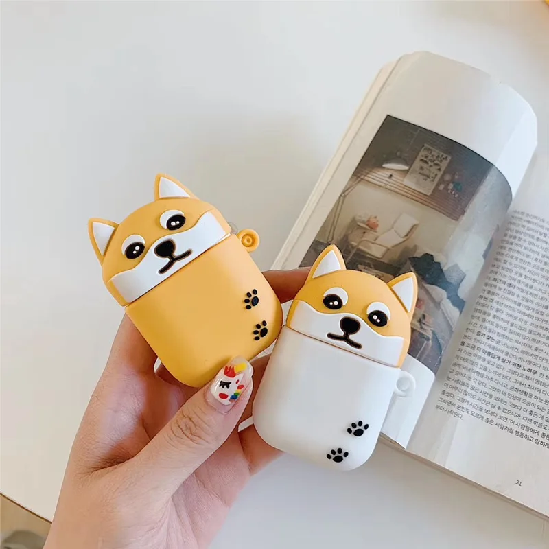 

Cute Case for AirPods 2 Silicone Bluetooth Earphone Case for Airpods Cartoon Protective Cover 3D Teacup Dogs Design Shiba Inu