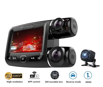 

3 Lens FHD1080P Car Cameras Sony Sensor front and rear view lens and car carbin recorder ADAS wifi app control car DVR