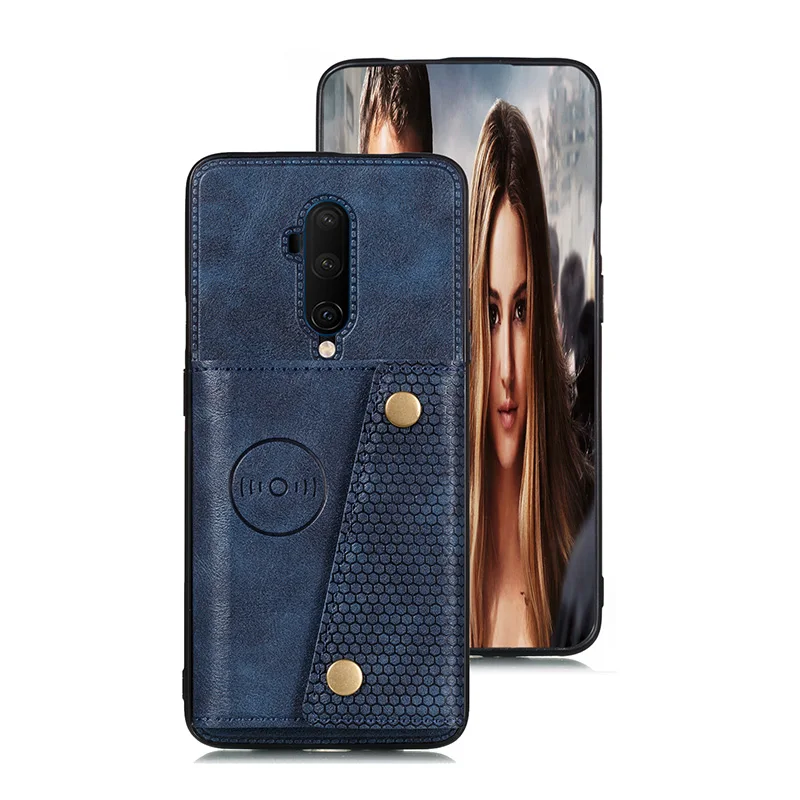 Haissky Чехол-кошелек с несколькими держателями карт для Oneplus 7 7T Pro, Кожаный противоударный чехол с откидной крышкой и карманом для карт, задняя крышка для Oneplus 7T 7 Pro - Цвет: Blue
