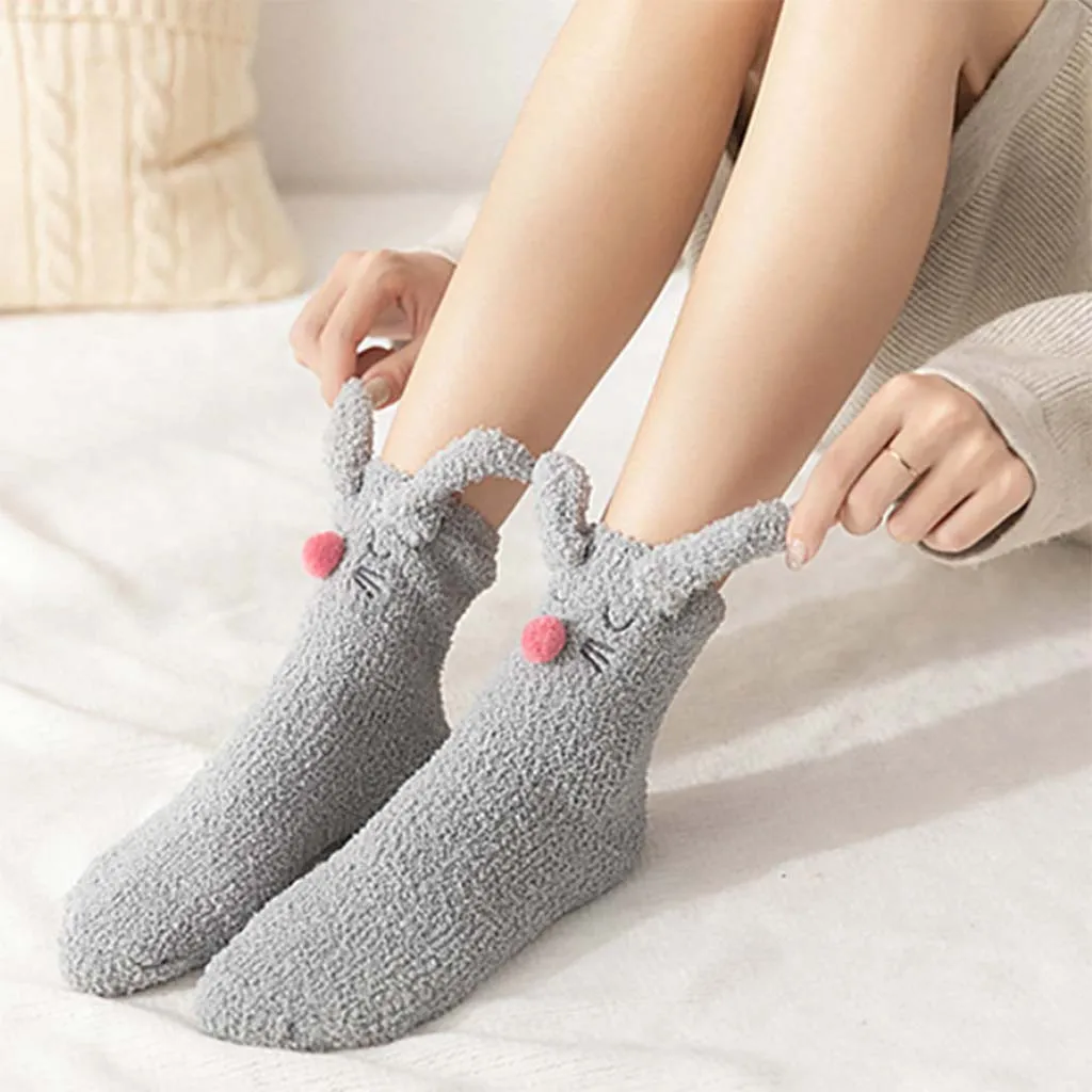 JAYCOSIN женские японские модные носки с принтом, хлопковые носки средней длины Kawaii с заячьими ушками для девочек, повседневные носки-тапочки с животными, носки средней длины для сна, подарок 1