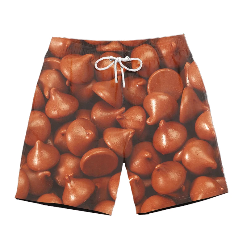 Shorts Men Summer Hot Sale Beach Shorts Homme Casual Style Loose Elastic Fashion Brand Clothing chocolate 3D Short Pants - Цвет: ZLC-DK-CD25