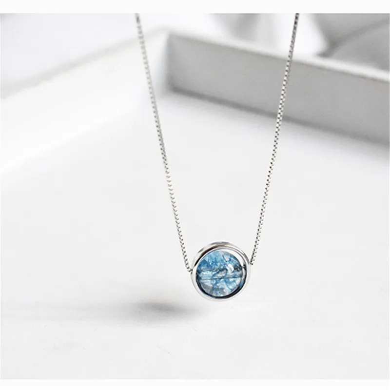 

Natural Stone Bead Charm Necklace Halo Crystal s925 Silver Scale Light Necklace for Women Elegant Jewelry Gift