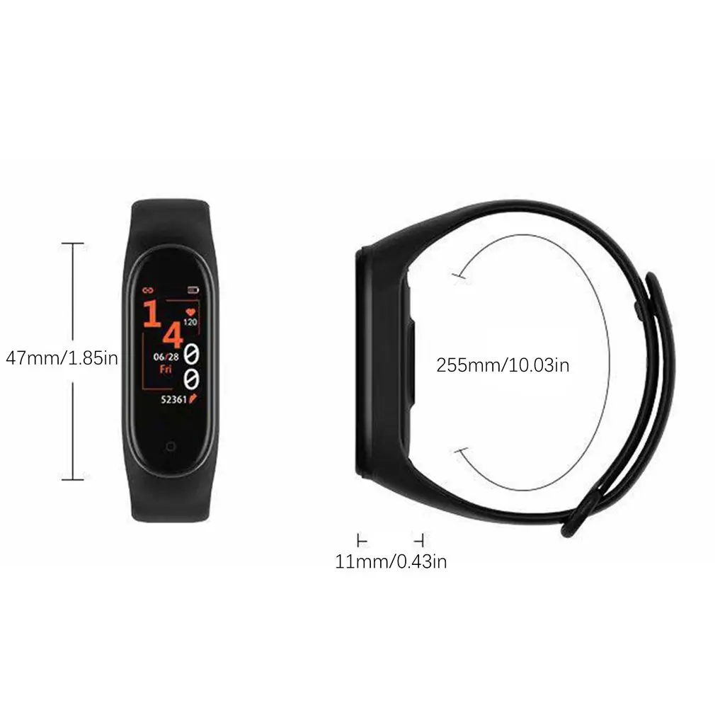 Фитнес-трекер M4, монитор сердечного ритма в реальном времени, умный Браслет, цветной экран, браслет для Android Ios