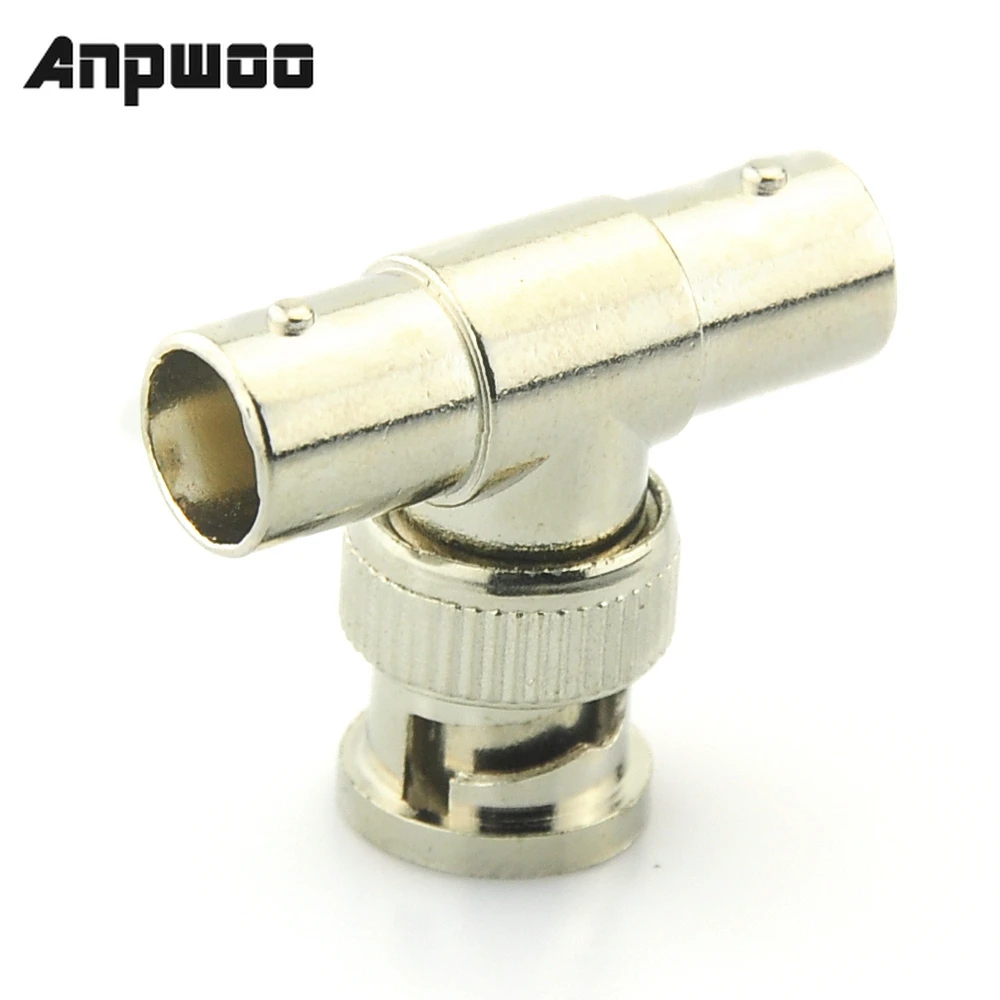 ANPWOO-adaptador BNC T, acoplador de conector divisor, 1 macho a 2 hembra, toma CCTV