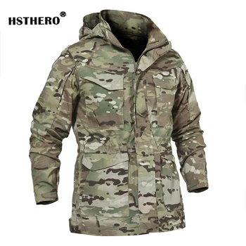 

Cotton Army Jacket Men's Office Outer Wear Tactical Jackets Pockets Cap Camouflage Warm Men Hoodie Field Coat casaco masculino