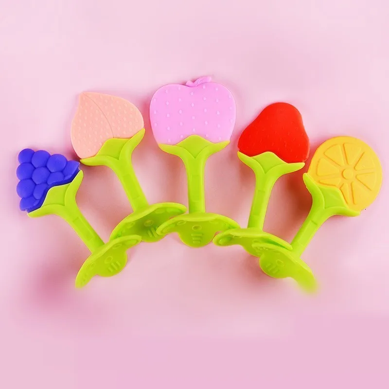 Silicone Teether Fruit Shape Baby Teething Silicone Teething Toys Infant Chew Tooth Toys 5 Pc Baby Teether Food Grade Teether - Цвет: 5PCS