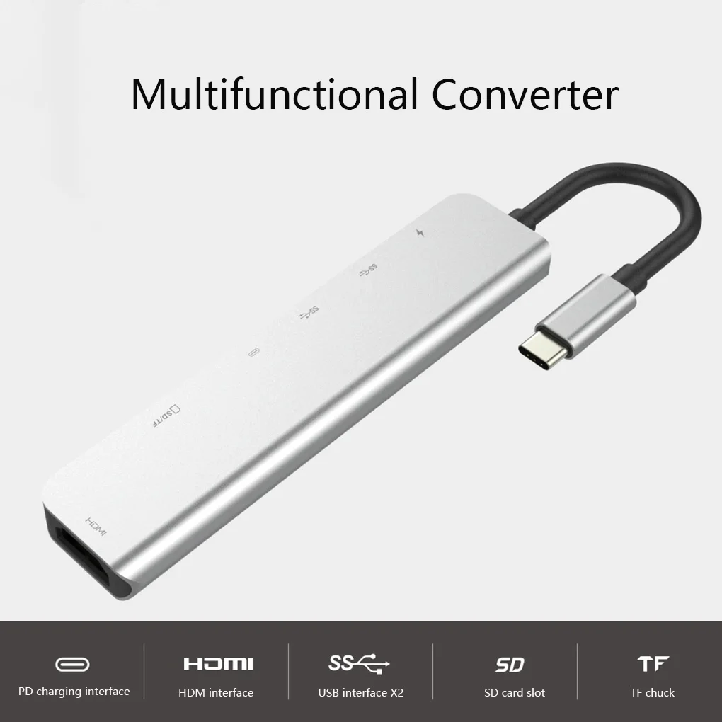 7 в 1 USB-C Узловая док-станция из алюминиевого сплава HD двойной USB 3,0 порт адаптер PD USB C слот SD и TF кард-ридер