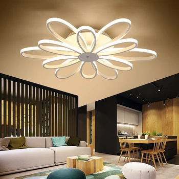 

LED Ceiling Light 90v-260v Novelty Flower Smart Panel Light Modern Simple Nordic Living Room Dining Room Bedroom Remote Lighting