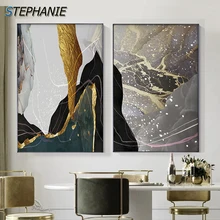 

Nordic Gold Color Block Canvas Abstract Fashion Poster Print Grey Marble Wall Art Pictures Green Wall Paintings for Living Room