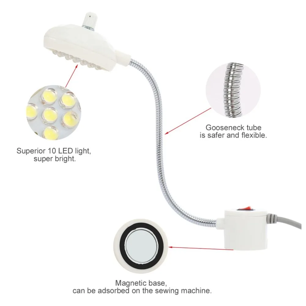 Швейная машина светодиодный светильник 19 светодиодный s рабочие огни энергосберегающие лампы с магнитами светильник регулируемый светильник