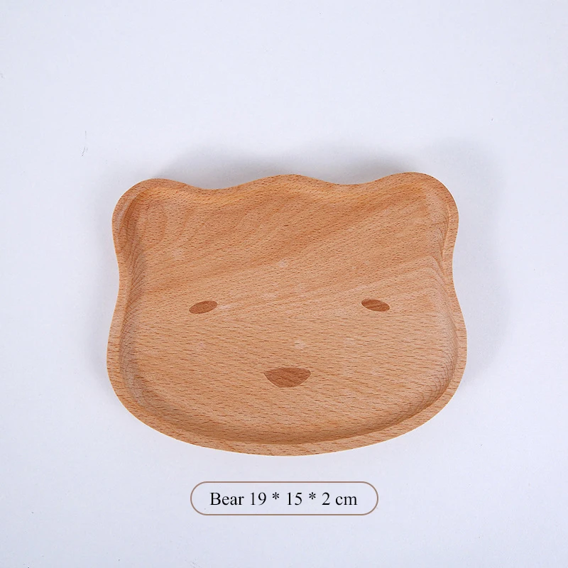 XZJJA милая форма животных посуда детская деревянная доска Детский хлеб фруктовый десерт блюдце из цельного дерева Снэк лоток домашняя безделушка посуда - Цвет: Bear 19x15x2 cm