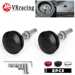 VR - Universal Black Push Button Billet Hood Pins Lock Clip Kit Car Quick Latch New Engine Bonnets Red VR-HP31BK