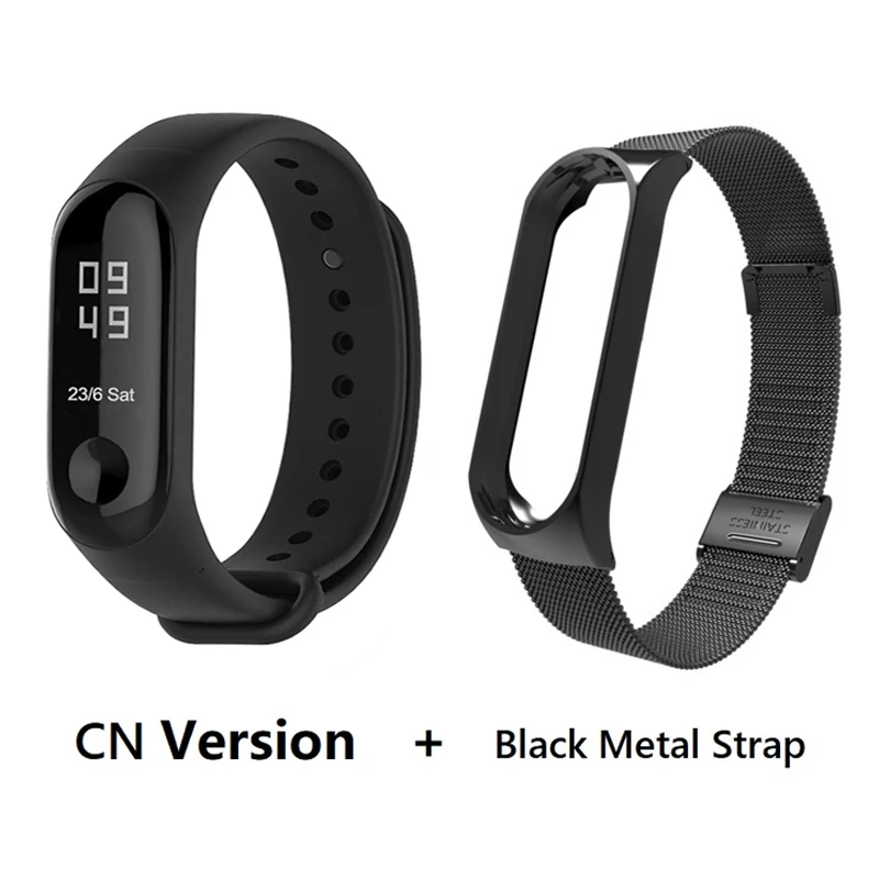 CN add black metal Xiaomi Mi группа 3 4 глобальная Версия смарт-Браслет фитнес-браслет часы 3 большой сенсорный экран сообщение время сердечно - Цвет: CN add black metal