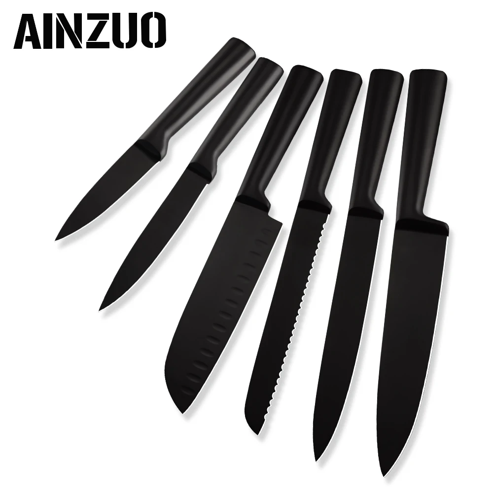 AINZUO Chef knife 3cr13 Stainless Steel Kitchen Knife Set Fruit Utility Santoku Slicing Bread Chef Kitchen Accessories Knife Set