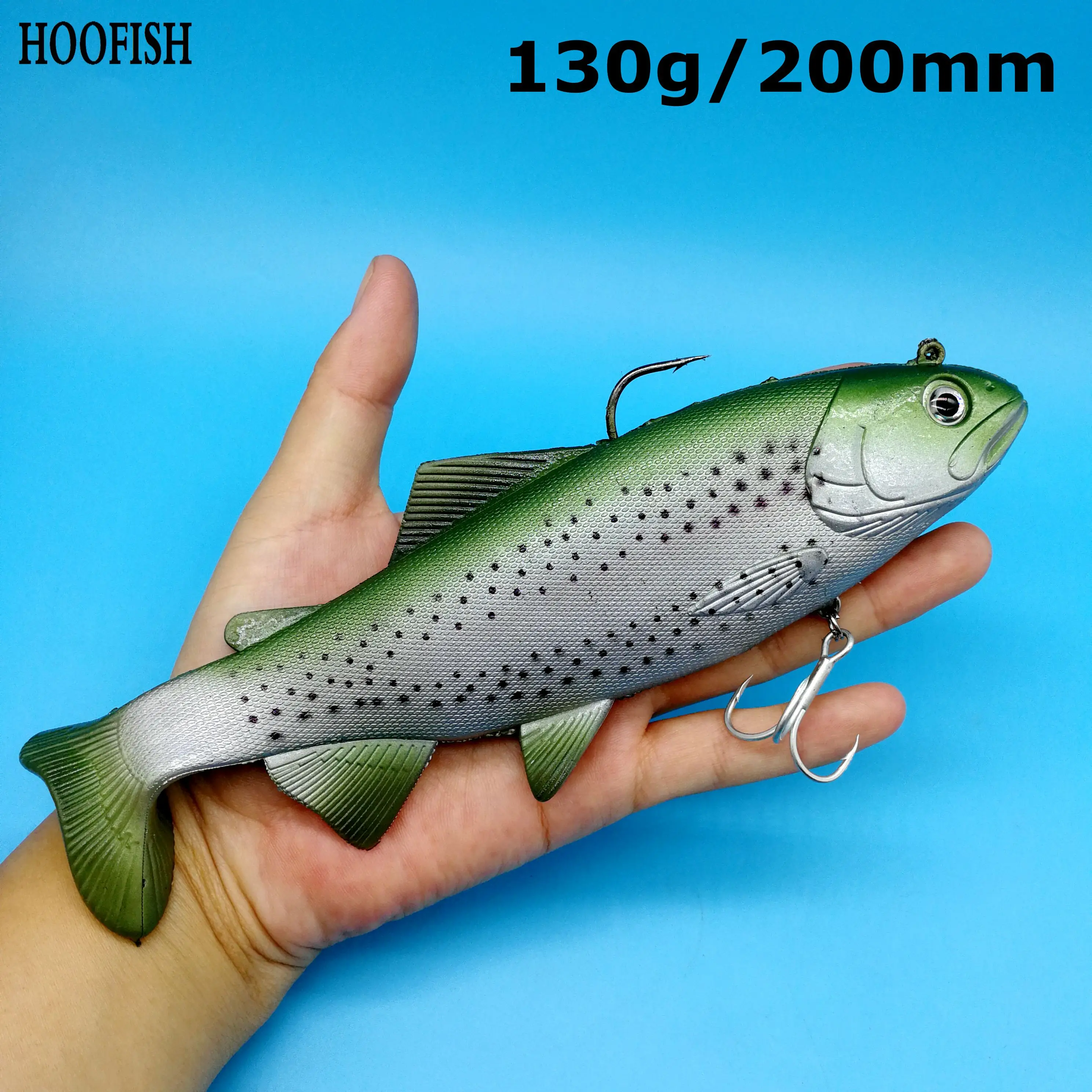 HOOFISH 20cm/130g BIG sea fishing lure 120g/200mm High quality artificial soft T Tail Artificial Bait tackle | Спорт и развлечения