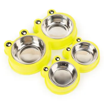 

New 3 Colors Stainless Steel Double Pet Bowls for Dog Puppy Cats Food Water Feeder Pets Supplies Feeding Dishes Dogs Bowl 2 Size