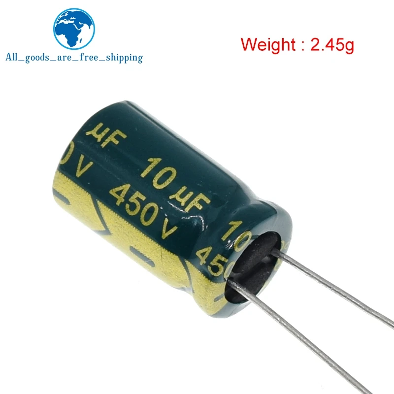 TZT 10/30 Stück Aluminium-Elektrolytkondensator 10 uF 450 V 10 * 17 mm Hochfrequenz-Radial-Elektrolytkondensator – Detail 2