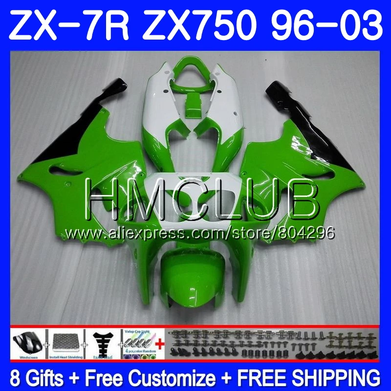 Средства ухода за кожей для KAWASAKI NINJA зеленый ZX750 ZX 7R 1997 1998 2003 11JK. 4 ZX 7 R 750 CC ZX-7R ZX7R 96 97 98 99 00 01 02 03 обтекатель - Цвет: No. 1