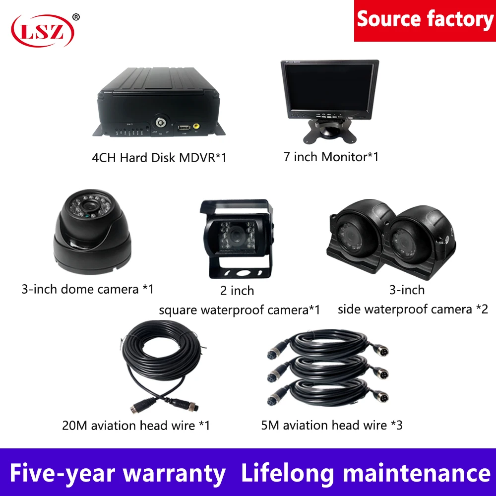 LSZ жесткого диска+ SD карты AHD 960P MDVR+ 3 дюймов сбоку Водонепроницаемая камера для автобусов/Мобильный для такси DVR комплекты