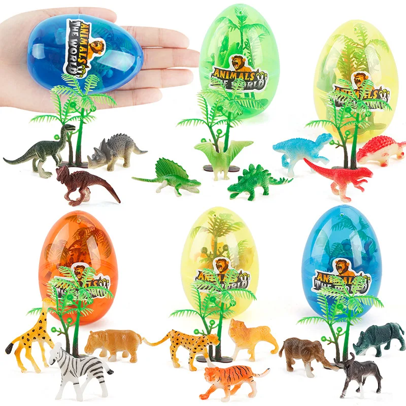 

New Style Mini Model Jungle Animal Dinosaur Egg Capsule Toy Children Static Sand Table Decoration Model Set