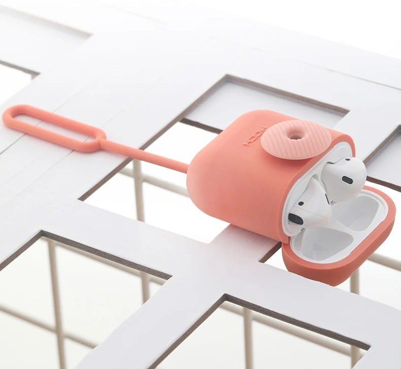 ROCK мягкий силиконовый наушник чехол для AirPods противоударный чехол для Airpods 1 2 ультра тонкий Air Pods чехол с защитой от потери веревки