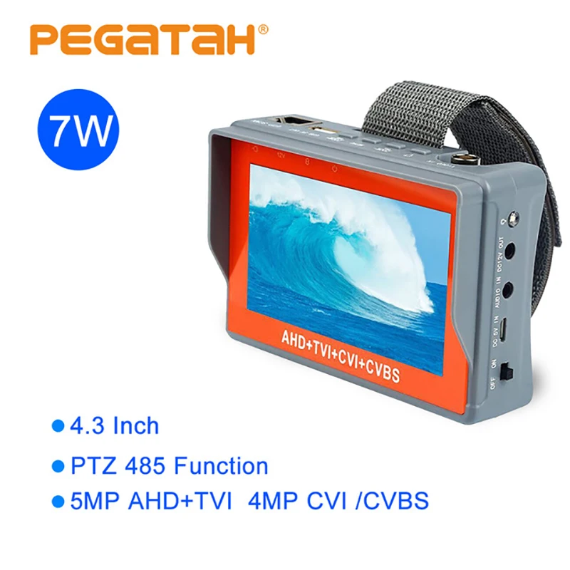 5MP 1080P CCTV Camera AHD Tester monitor TVI CVI CVBS portable CCTV tester Monitor Support PTZ tester cameras 4.3 inch
