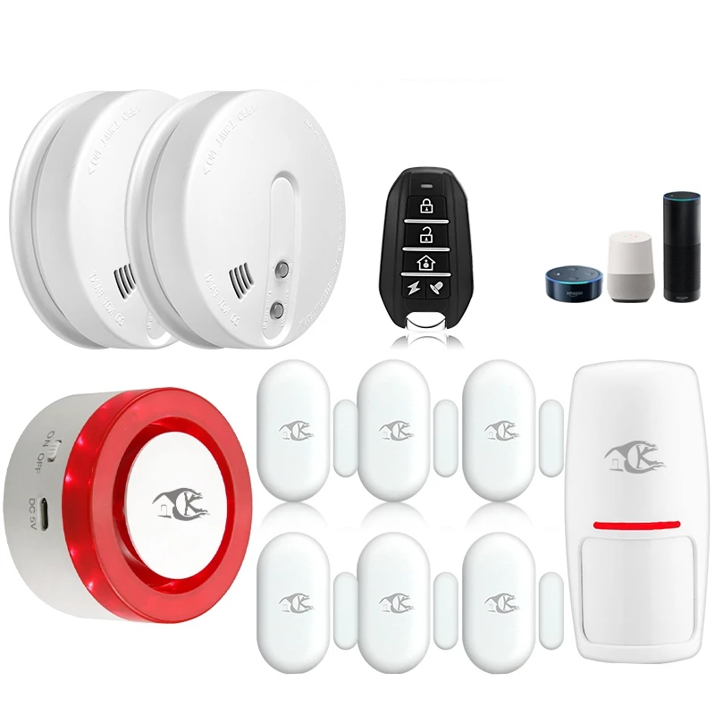 

ABKT-Smarsecur Wireless Smart Wifi Alarm Siren Kits Home Security System Auto-Dial With Smart Life App Control