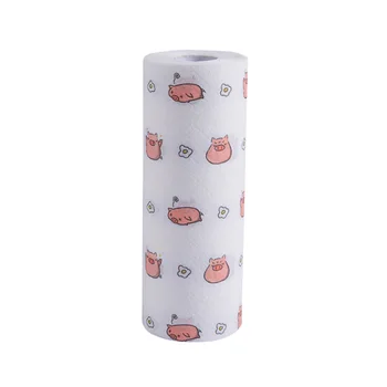 

50pcs/roll Home Kitchen Towel Wet Dry Modern Simple Disposable Reusable Roll Paper Cartoon Pattern Nonwoven Fabric Dish Washing