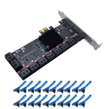 PCIe SATA Card 20 Ports, With 20 SATA Cables 6 Gbps 1X SATA 3.0 PCIe Card,Support 20 SATA 3.0 Devices 1X Chia Mining PCI Express