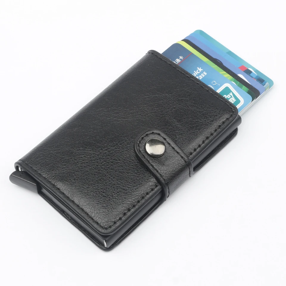 Black B Gemeer, мужской кредитный держатель для карт, кошелек, RFID, Противоугонный автоматический кошелек, чехол для карт, кожаный мужской кошелек, кредитная карта - Цвет: Black B
