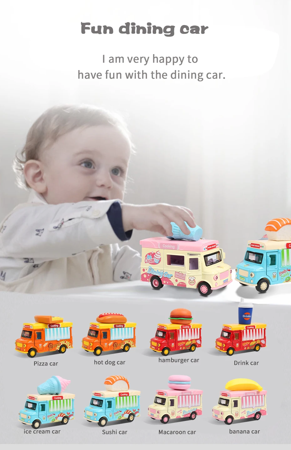 1:36 сплав автомобильный прицеп литой под давлением модель игрушки Звук Свет коллекция Brinquedos Быстрый продовольственный автомобиль игрушки для детей подарок для детей