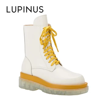 

Lupinus 2020 Luxury Brand Design Transparent Platform Ankle Boots For Women Fashion Winter Women Leather Boots Women Ankle Boots