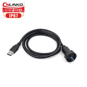 

CNLINKO USB3.0 Adapter1M cable male plug AC DC black usb IP67 waterproof connector for industry data equipment Lighting Screen