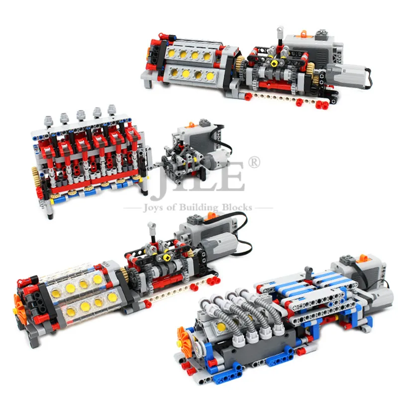 Tecnologia Moc Gruppo Meccanico V16 Velocità Del Motore Cambio Sequenziale Modello Diy Building Blocks Mattone Compatibile Con Prower Set