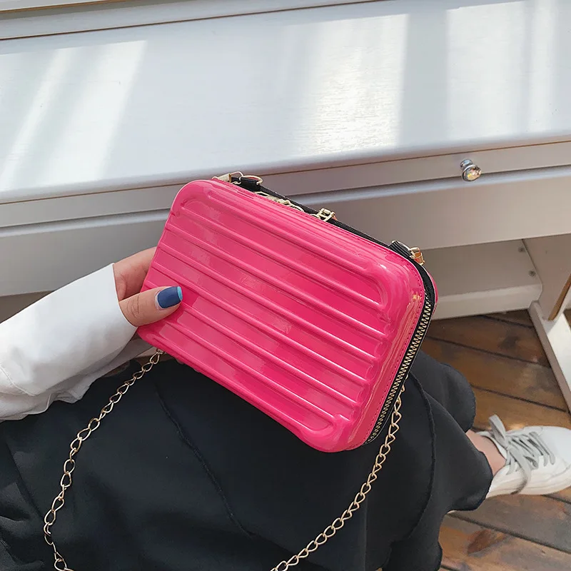 

INS Super Fire Bag Women's 2020 New Style Korean-style Mini Travel Lugguge Chain Shoulder Box GIRL'S Small Destroyed